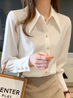 เสื้อเชิ้ตผู้หญิงแขนยาว เสื้อเชิ้ตผู้หญิงใส่ทํางาน 390 บาทต่อชิ้น ฟรีค่าจัดส่ง