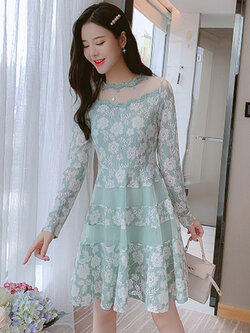 เดรสวัยรุ่น เดรสลูกไม้ชีฟอง By Meiyi women's clothing