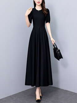 เดรสสีดำ ชุดเดรสคนอ้วน ชุดเดรสสาวพลัสไซส์ XL-5XL