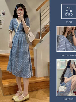 เดรสแขนสั้นมีไซส์L-4XLอก38-47นิ้ว