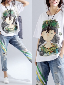 JY25567#เสื้อOversizeสไตล์เกาหลี เสื้อโอเวอร์ไซส์แต่งลายแนวๆ อก*100ซม.ขึ้นไปประมาณ40-42นิ้วขึ้น