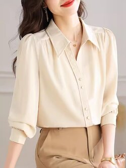 เสื้อเชิ้ตผู้หญิงแขนยาว เสื้อเชิ้ตผู้หญิงใส่ทํางาน 390 บาทต่อชิ้น ฟรีค่าจัดส่ง