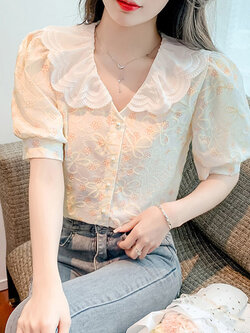 เสื้อลูกไม้ แขนสั้น