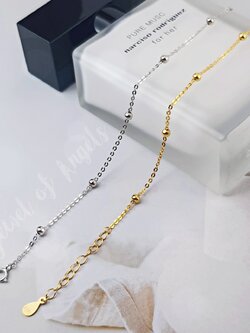 สร้อยข้อมือเงินแท้ S925 เม็ดบอลกลม สร้อยลายโซ่ รุ่น Amuse สีทอง สีเงิน เงินแท้ทั้งชิ้น silver925