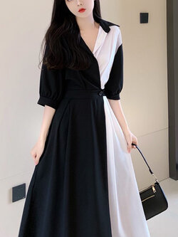 เดรสแขนสั้นมีไซส์L-4XLอก38-47นิ้ว