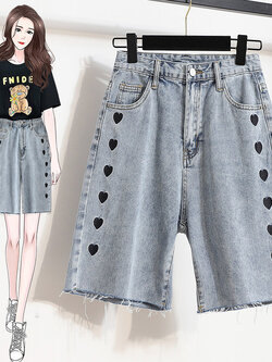 กางเกงยีนส์ขาสั้น กางเกงขาสั้น กางเกงขาสั้นเอวยืด By LZcotton and linen