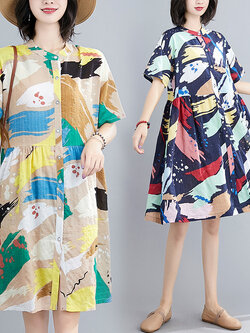 เสื้อผ้าฝ้าย เสื้อผ้าลินิน สไตล์ฤดูร้อน Cotton and linen art สไตล์VINTAGE Lian Zhi