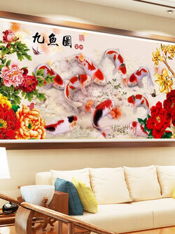 ชุดปักครอสติช รูปปลามงคล สอบถามขนาดและสั่งซื้อได้ที่ LINE