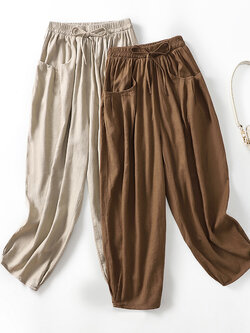 กางเกงผ้าลินิน กางเกงผ้าลินินหญิง กางเกงผ้าลินิน เอว ยางยืด