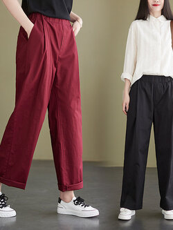 กางเกงผ้าลินิน กางเกงขายาว กางเกงผ้าลินินญี่ปุ่น กางเกงผ้าลินิน เอว ยางยืด By LZcotton and linen