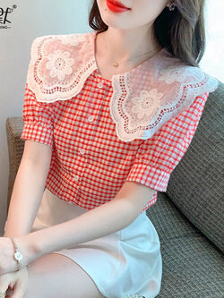 เสื้อลูกไม้ แขนสั้น