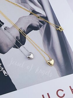 สร้อยคอสั้นเงินแท้ S925 รุ่น Valentine สร้อยลายโซ่ จี้หัวใจนูน สีเงิน สีทอง สร้อยคอแฟชั่น silver925