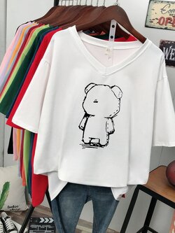 เสื้อยืดคอตตอน สกรีนลายน่ารัก มีหลากหลายสี ส่งฟรีทั่วไทย BY JIMIAO