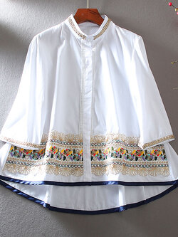 เสื้อลินิน เสื้อผ้าฝ้ายลินิน เสื้อเชิ้ตผ้าลินิน ปักลายสวยๆด้วยด้าย สไตล์VINTAGE