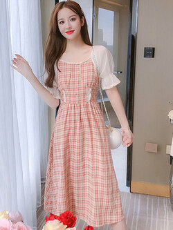 เดรสวัยรุ่น เดรสลูกไม้ชีฟอง By Meiyi women's clothing