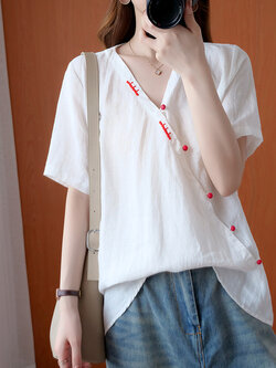 เสื้อผ้าฝ้าย เสื้อผ้าลินิน สไตล์ฤดูร้อน BY Lian Zhi Cotton and linen art สไตล์VINTAGE มีขนาดไซส์อกประมาณ 35-40 นิ้ว