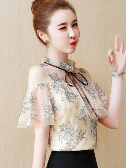 เสื้อเชิ้ตผู้หญิง เสื้อชีฟองสวยๆ เสื้อชีฟองลายดอก