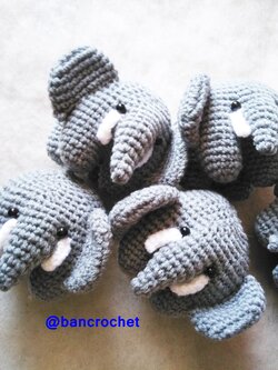 Bancrochet ช้างถักโครเชต์ Crochet elephant doll สีเทา 4 นิ้ว