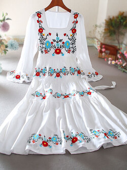 เสื้อลินิน เสื้อผ้าฝ้ายลินิน เสื้อเชิ้ตผ้าลินิน ปักลายสวยๆด้วยด้าย สไตล์VINTAGE