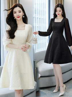 เดรสสีดำ ชุดเดรสคนอ้วน ชุดเดรสสาวพลัสไซส์ XL-5XL