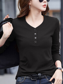 เสื้อยืดสีดำ แฟชั่น เสื้อยืด T-shirt สีดำ สวมใส่สบาย ไม่ร้อน