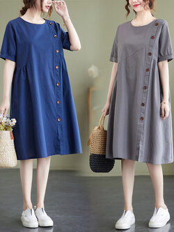 เดรสลินิน เดรสลินินเก๋ๆ เดรสผ้าฝ้าย เดรสลินินแขนสั้น ลายดอก BY LININ