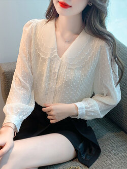 เสื้อเชิ้ตผู้หญิงแขนยาว เสื้อเชิ้ตผู้หญิงใส่ทํางาน 390 บาทต่อชิ้น ฟรีค่าจัดส่ง