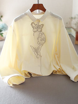 เสื้อลินิน เสื้อผ้าฝ้ายลินิน เสื้อเชิ้ตผ้าลินิน ปักลายสวยๆด้วยด้าย สไตล์VINTAGE