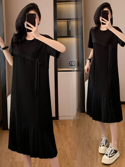 เดรสสีดำ ชุดเดรสคนอ้วน ชุดเดรสสาวพลัสไซส์ XL-5XL