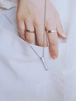 สร้อยคอสั้นเงินแท้ S925 รุ่น Elegant สร้อยลายBox จี้บาร์ยาวเพชรCZ สร้อยคอแฟชั่น silver925