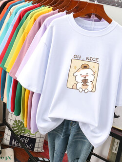 เสื้อยืดคอตตอน สกรีนลายน่ารัก มีหลากหลายสี ส่งฟรีทั่วไทย BY JIMIAO