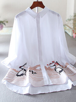 เสื้อลินิน เสื้อผ้าฝ้ายลินิน เสื้อเชิ้ตผ้าลินิน ปักลายสวยๆด้วยด้าย สไตล์VINTAGE