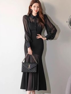 เดรสสีดำสุภาพ เรียบหรู ดูดี เหมาะกับทุกโอกาส | เดรสผู้หญิงแฟชั่นสุภาพ