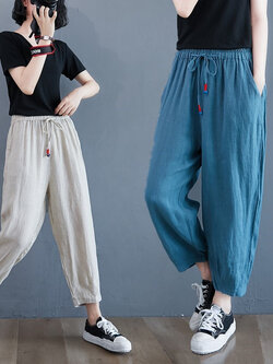 กางเกงผ้าลินิน กางเกงผ้าลินินหญิง กางเกงผ้าลินิน เอว ยางยืด