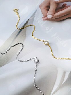 สร้อยข้อมือเงินแท้ S925 รุ่น Witty แต่งเพชรCZ 1เม็ด สีทอง สีเงิน เงินแท้ทั้งชิ้น silver925