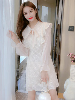 เดรสวัยรุ่น เดรสลูกไม้ชีฟอง By Meiyi women's clothing