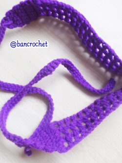 Bancrochet ที่คาดผมถักโครเชต์ crochet headband ม่วงคราม 1-1.5*13 inch
