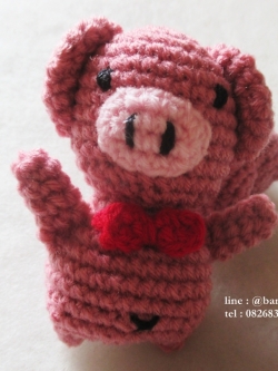 หมูถักโครเชต์ ขนาด 4 นิ้ว Pig amigurumi crochet dolls