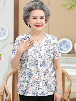 เสื้อคุณยาย เสื้อผู้วัยอายุ60-70ปี มีขนาด L-4XL(อกประมาณ35-45นิ้ว)