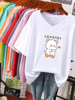 เสื้อยืดคอตตอน สกรีนลายน่ารัก มีหลากหลายสี ส่งฟรีทั่วไทย BY JIMIAO