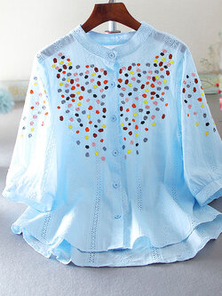 เสื้อลินิน เสื้อผ้าฝ้ายลินิน เสื้อเชิ้ตผ้าลินิน ปักลายสวยๆด้วยด้าย สไตล์VINTAGE