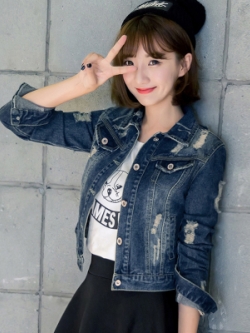 เสื้อแจ็คเก็ตยีนส์ เสื้อยีนส์ผู้หญิงเทห์ๆ