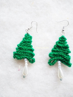 ต่างหูถักโครเชต์คริสมาส crochet christmas earrings หลากสี 4-6 นิ้ว