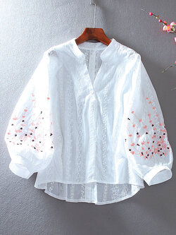 เสื้อลินิน เสื้อผ้าฝ้ายลินิน เสื้อเชิ้ตผ้าลินิน ปักลายสวยๆด้วยด้าย สไตล์VINTAGE BY Dreamroom