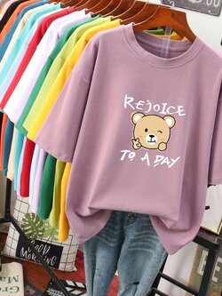 เสื้อยืดคอตตอน สกรีนลายน่ารัก มีหลากหลายสี ส่งฟรีทั่วไทย BY JIMIAO