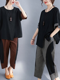 เสื้อลินินคนอ้วน เสื้อทีเชิ้ตคนอ้วนผู้หญิง เสื้อทีเชิ้ตตัวใหญ่ By Literary Plus size