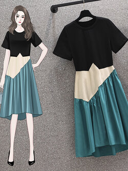 เดรสแขนสั้น มีไซส์ L-4XLอก 38-47 นิ้ว ใส่ได้ทั้งสาวหุ่นดีน่ารักจนถึงสาวอวบพลัสไซส์