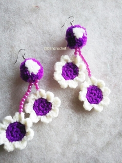 ต่างหูถักโครเชต์ crochet earrings หลากสี 4-6 นิ้ว