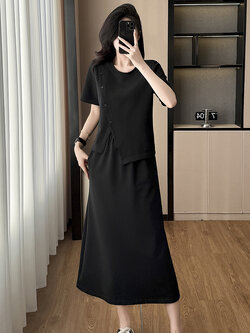 เดรสสีดำ ชุดเดรสคนอ้วน ชุดเดรสสาวพลัสไซส์ XL-5XL