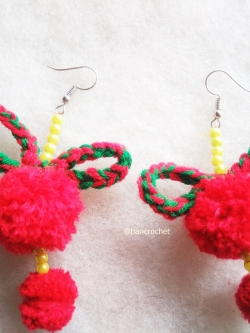 ต่างหูถักโครเชต์คริสมาส crochet christmas earrings หลากสี 4-6 นิ้ว